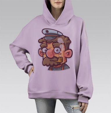 Капитан, Hoodie Mono Fiolet, оверсайз, утепленная
