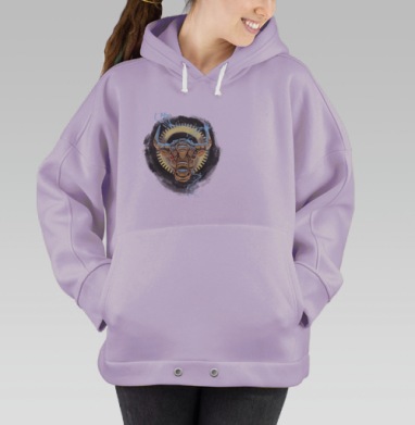 Кибернетический бык бронзовый в дыму мощь настойчивость, Hoodie Oversize Fiolet