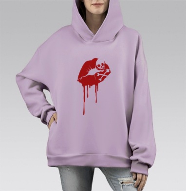 Kissdead / Поцелуй смерти, Hoodie Mono Fiolet, оверсайз, утепленная