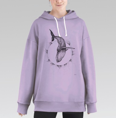 Кит в круге, Hoodie Long Oversize Fiolet