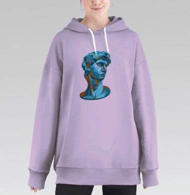 Классический бюст Давида в яркой современной интерпретации, Hoodie Long Oversize Fiolet