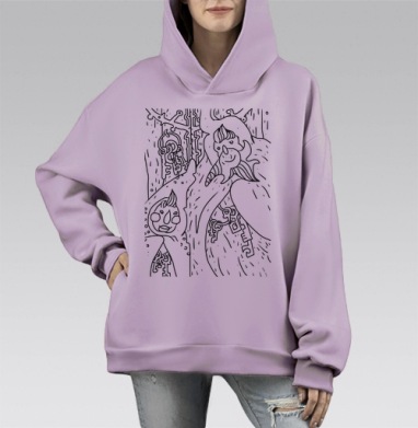 Ключи, Hoodie Mono Fiolet, оверсайз, утепленная