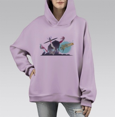 Колдун и богатырь, Hoodie Mono Fiolet, оверсайз, утепленная
