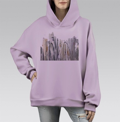 Копенгаген после Прованса, Hoodie Mono Fiolet, оверсайз, утепленная