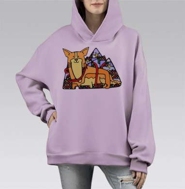 Корги, Hoodie Mono Fiolet, оверсайз, утепленная