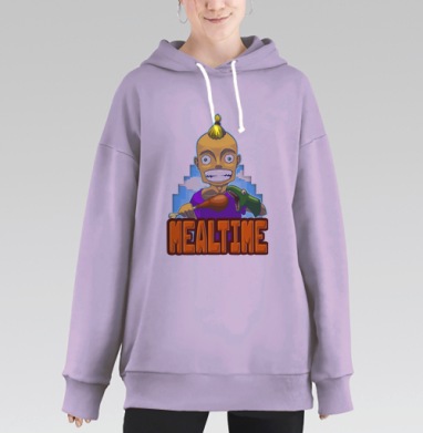 Кормит динозавра мясом в время еды, Hoodie Long Oversize Fiolet