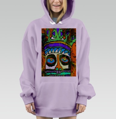 Корона Череп Яркий Контраст Власть Смерть, Hoodie Mjhigh Dig Mel, Fiolet, утепленная