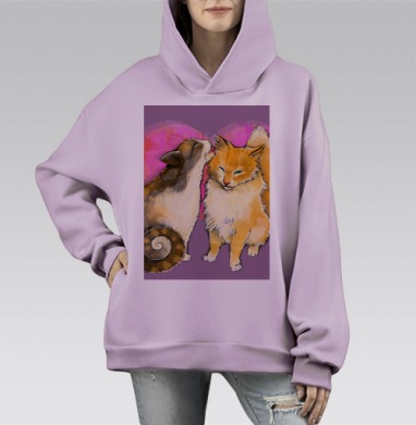 Кошачий поцелуй, Hoodie Mono Fiolet, оверсайз, утепленная