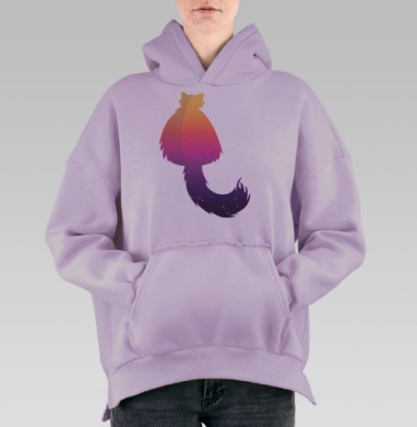 Кошка космос созвездия ночное небо, Hoodie Oversize Fiolet, утепленная