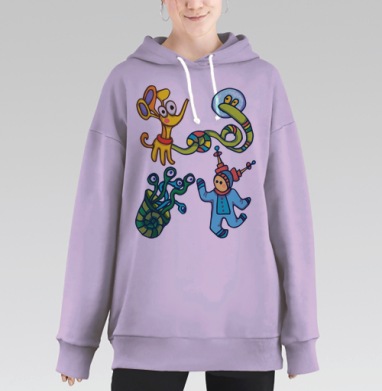 Космические дудлики 2.0, Hoodie Long Oversize Fiolet