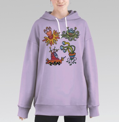 Космические дудлики З.О, Hoodie Long Oversize Fiolet