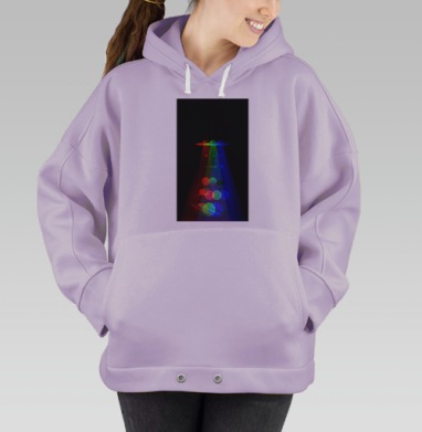 Космические планеты под летающими тарелками цвета, Hoodie Oversize Fiolet