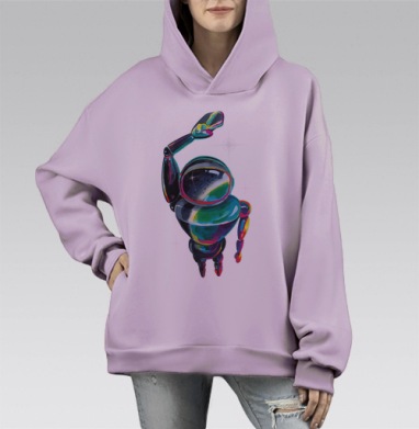 Космический посланник, Hoodie Mono Fiolet, оверсайз, утепленная