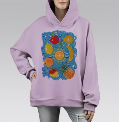 Космофрукты, Hoodie Mono Fiolet, оверсайз, утепленная