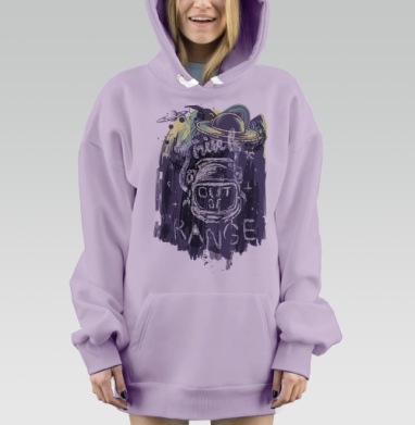Космонавт с жестом мышления вне диапазона Think Out Of Range, Hoodie Mjhigh Dig Mel, Fiolet, утепленная