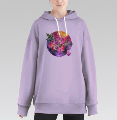Космос и розы, Hoodie Long Oversize Fiolet