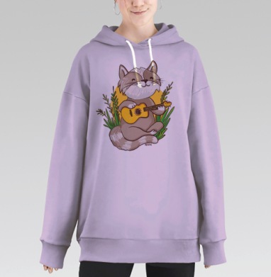 Котик гитарист, Hoodie Long Oversize Fiolet