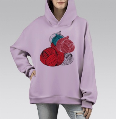 Красно белый бирюзовый абстрактный узор цветов жизни, Hoodie Mono Fiolet, оверсайз, утепленная