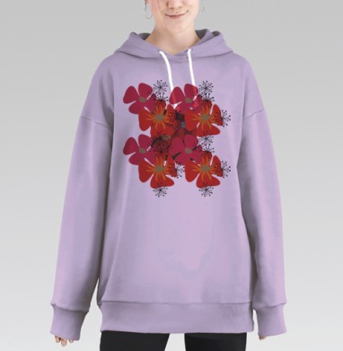 Красные маки, Hoodie Long Oversize Fiolet