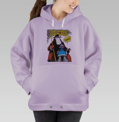 Красный Мороз и Снежная Девушка в синем на черном фоне, Hoodie Oversize Fiolet