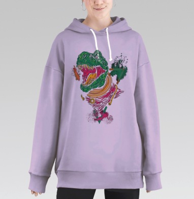 Красочный динозавр, Hoodie Long Oversize Fiolet