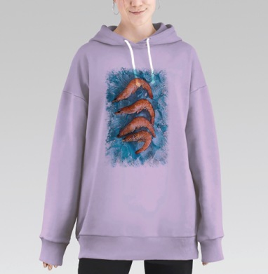 Креветки на льду закуска к пиву, Hoodie Long Oversize Fiolet