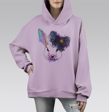 Кроль в фуражке, Hoodie Mono Fiolet, оверсайз, утепленная