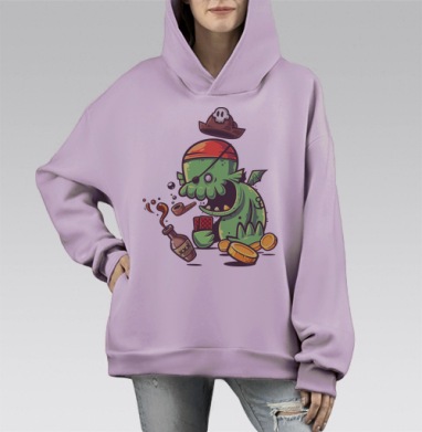 Ктулху, Hoodie Mono Fiolet, оверсайз, утепленная