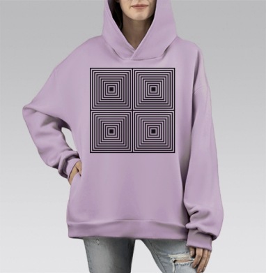 Квадратический-квадрат, Hoodie Mono Fiolet, оверсайз, утепленная