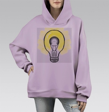 Лампочка, Hoodie Mono Fiolet, оверсайз, утепленная