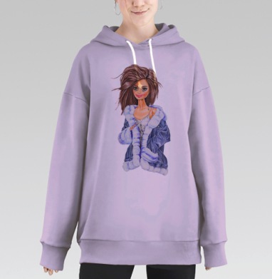 Last night / Прошлой ночью, Hoodie Long Oversize Fiolet