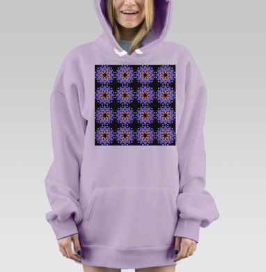 Lavender abstract pattern with stars / Абстрактный лавандовый паттерн в современном стиле, Hoodie Mjhigh Dig Mel, Fiolet, утепленная