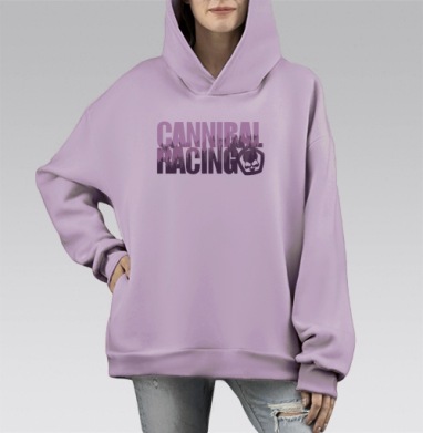Лес каннибал рейсинг, Hoodie Mono Fiolet, оверсайз, утепленная