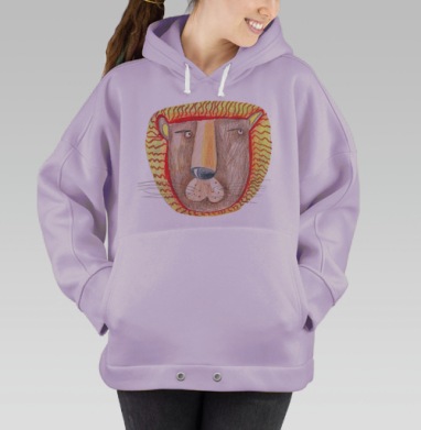 Лев, карандашная техника. портрет льва, Hoodie Oversize Fiolet