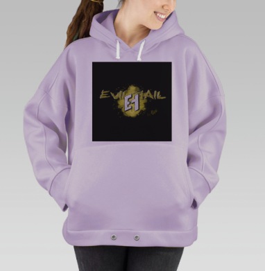 Логотип личного бренда EvilHail на черном фоне, Hoodie Oversize Fiolet
