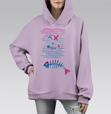 Ловись Рыба, Hoodie Mono Fiolet, оверсайз, утепленная