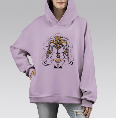 Лунные мистерии, Hoodie Mono Fiolet, оверсайз, утепленная