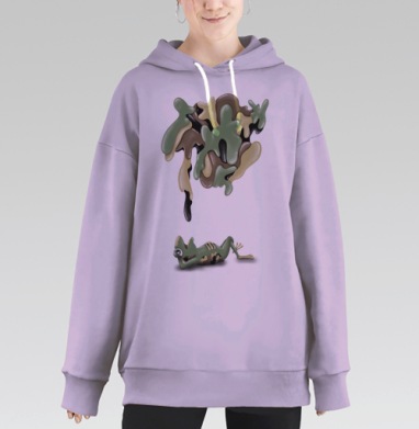 Лягушка цвета хаки, Hoodie Long Oversize Fiolet
