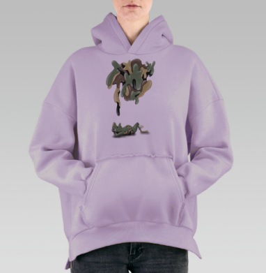 Лягушка цвета хаки, Hoodie Oversize Fiolet, утепленная