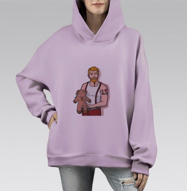 Любитель мишек, Hoodie Mono Fiolet, оверсайз, утепленная