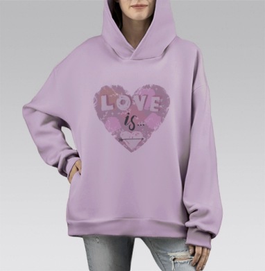 Любовь это, Hoodie Mono Fiolet, оверсайз, утепленная