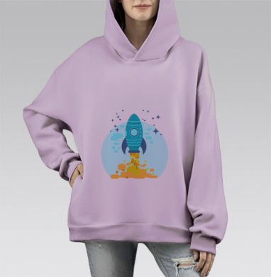 Люди умеют летать, Hoodie Mono Fiolet, оверсайз, утепленная