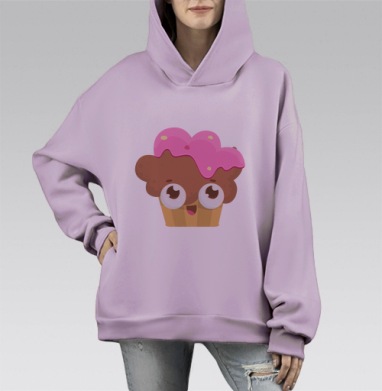 Маффин, Hoodie Mono Fiolet, оверсайз, утепленная