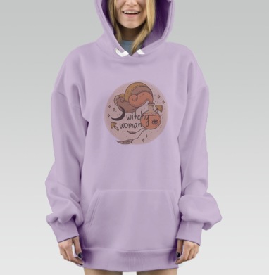 Магическая женская сила с рогом изобилия и колбой Witchy Woman, Hoodie Mjhigh Dig Mel, Fiolet, утепленная
