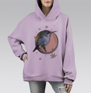 Маленькая Маленькая Колибри, Hoodie Mono Fiolet, оверсайз, утепленная