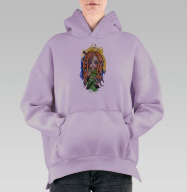 Маленькая Воительница с Топором и Стрелами Маленькая Воительница, Hoodie Oversize Fiolet, утепленная