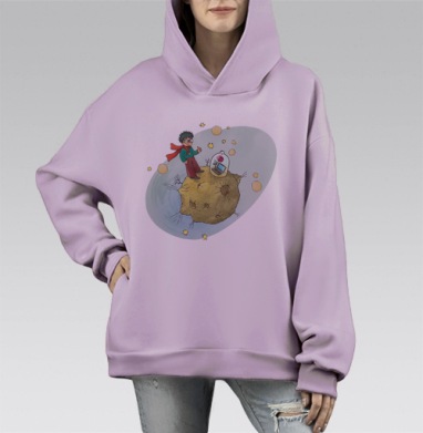 Маленький гик, Hoodie Mono Fiolet, оверсайз, утепленная