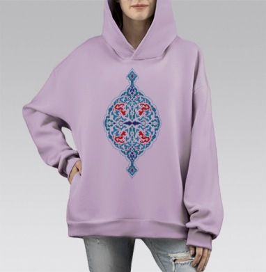 Мандала на удачу, Hoodie Mono Fiolet, оверсайз, утепленная