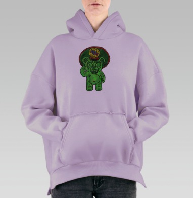Мармеладный Генерал Веселый Зеленый Медведь, Hoodie Oversize Fiolet, утепленная