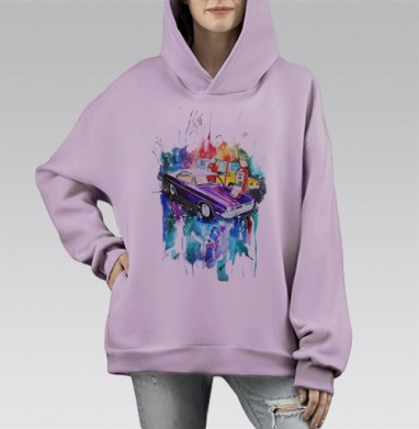 Машина, Hoodie Mono Fiolet, оверсайз, утепленная